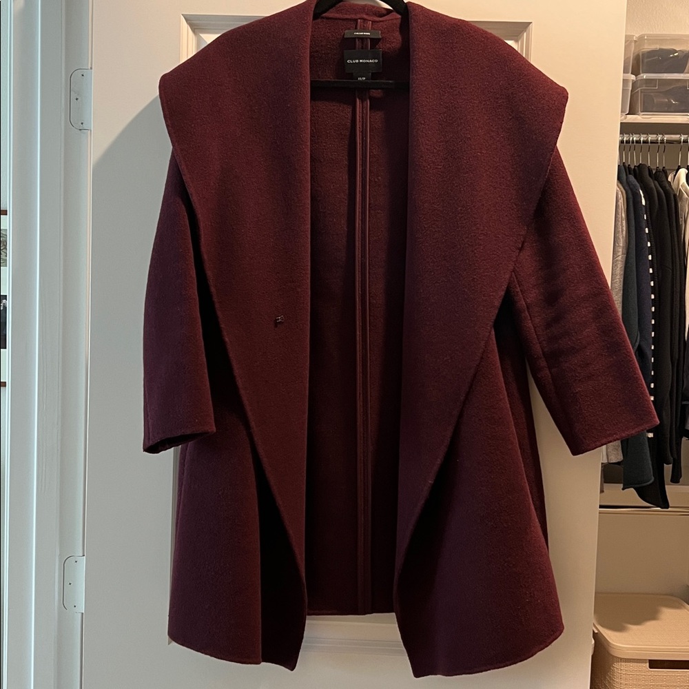 Club Monaco Deep Burgundy Italian Wool Coat